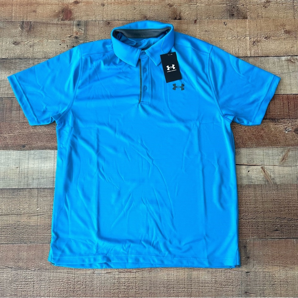 EUC- Under Armour Men's Bright Blue Performance Polo
